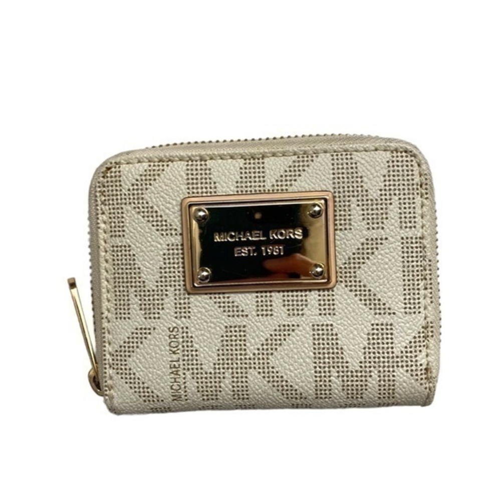 Michael Kors White gold zipper zippy wallet